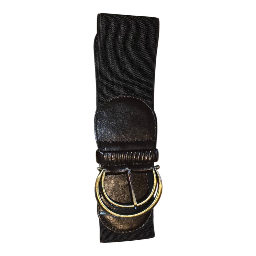 Elegant Black Belt with Gold Buckle